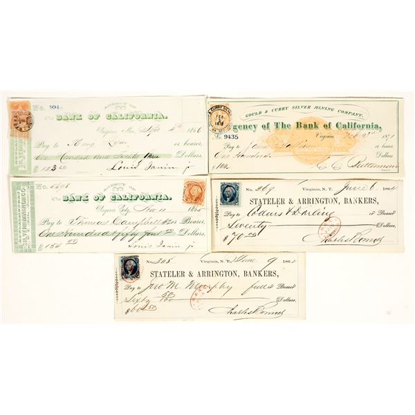 Virginia City, Nevada Gould & Curry Mining Check Stamp Cancel Group [199181]