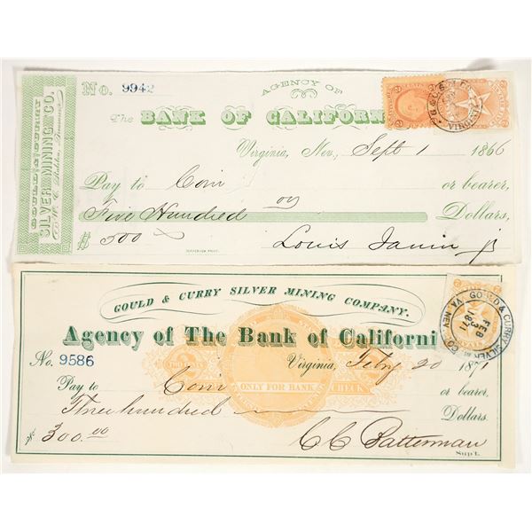 Virginia City, Nevada Gould & Curry Mine Check Pair for Coin Collectors [198880]