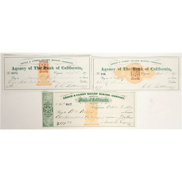 Gould & Curry Silver Mining Co. Checks with Nevada Revenue Imprints [199797]