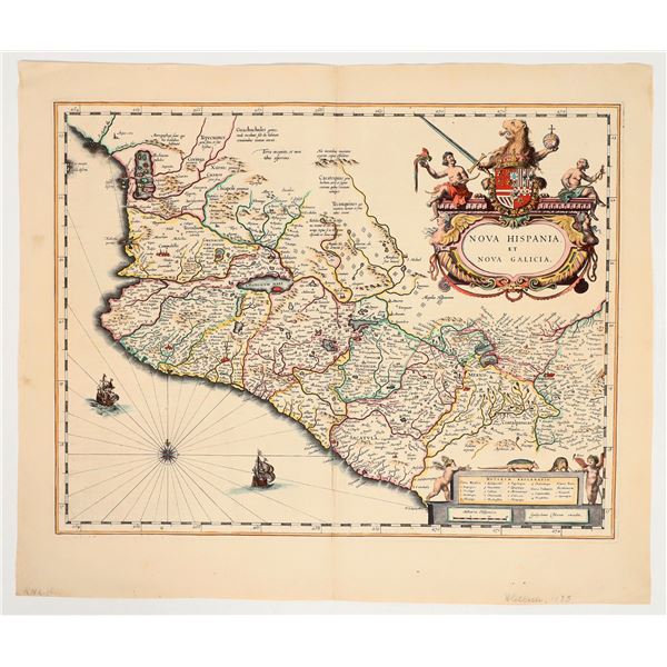 Map of New Spain and New Galicia,  published 1635. Silver! [190742]