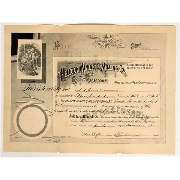 Helicon Mining & Milling Company Stock Certificate [200468]