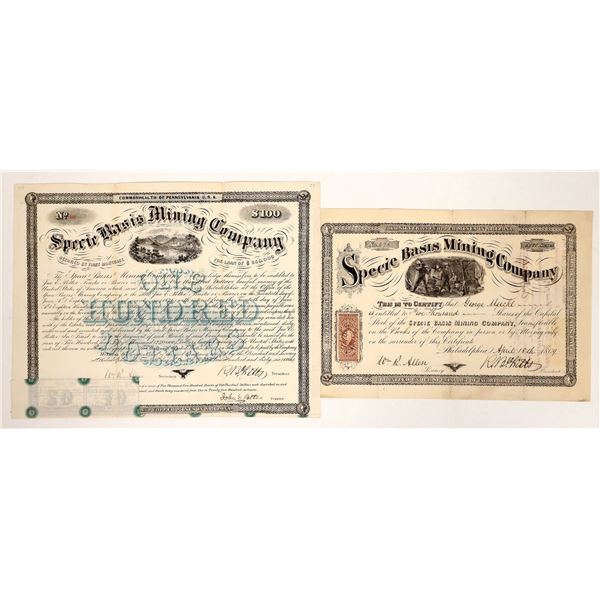 Specie Basis Mining Stock and Bond, 1866-69 [191854]