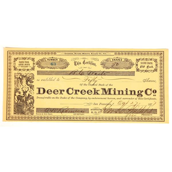 Deer Creek Mining Company Stock Certificate [200455]