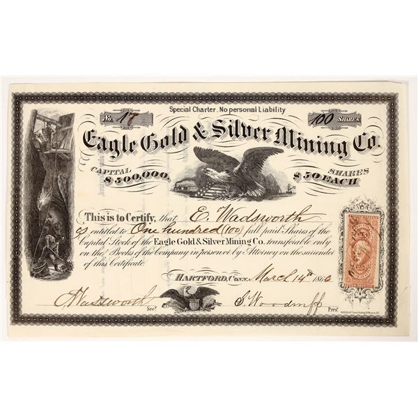 Eagle Gold & Silver Mining Co. Stock Certificate, 1866 [197614]
