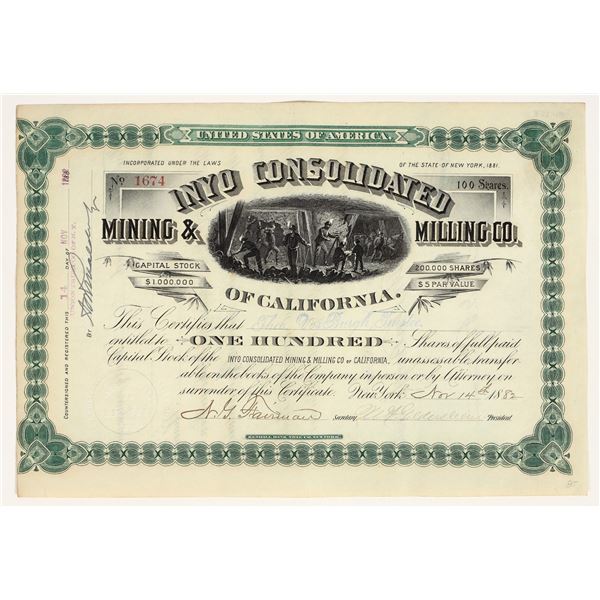 Inyo Consolidated Mining & Milling Company Stock, 1882 [165532]