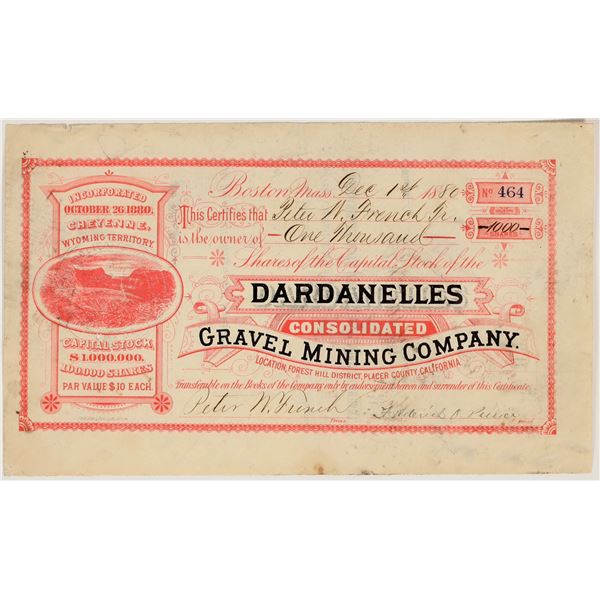Dardanelles Consolidated Gravel Mining Company Stock Certificate [199976]