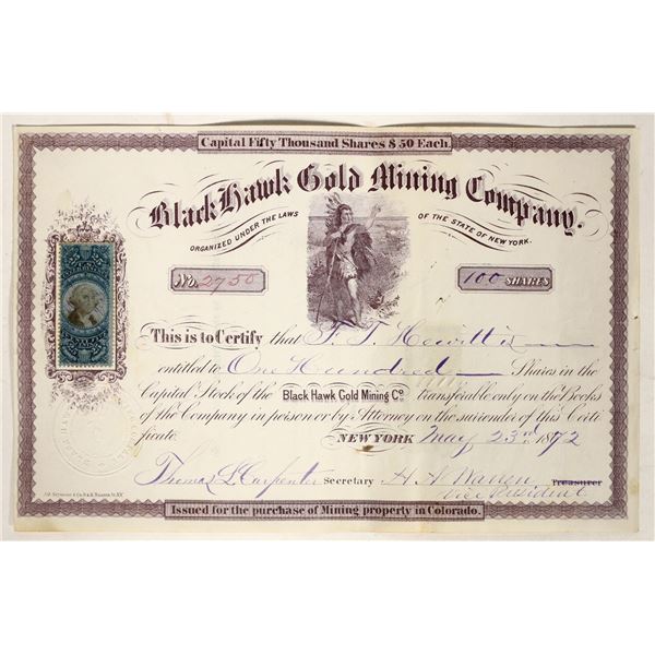 Black Hawk Gold Mining Company Stock Certificate [196926]