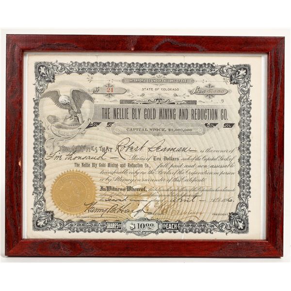 Nellie Bly Gold Mining & Reduction Company Stock Certificate [198647]