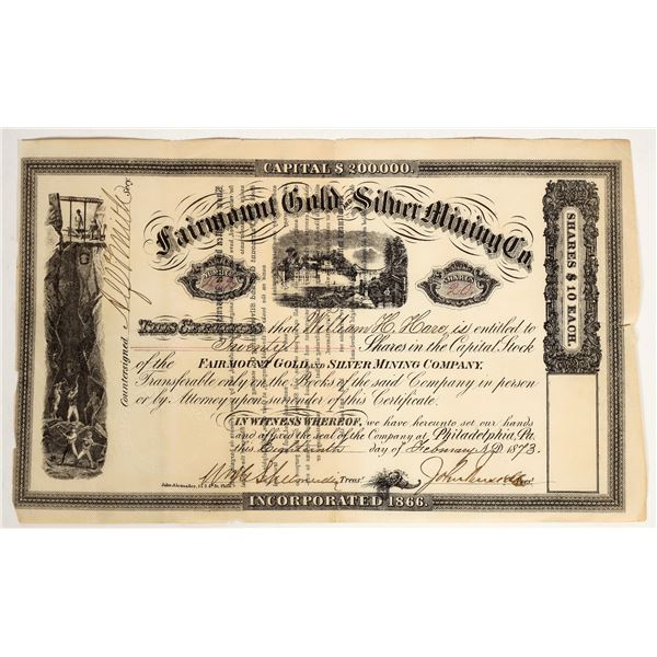 Fairmount Gold & Silver Mining Co. Stock Certificate [200454]
