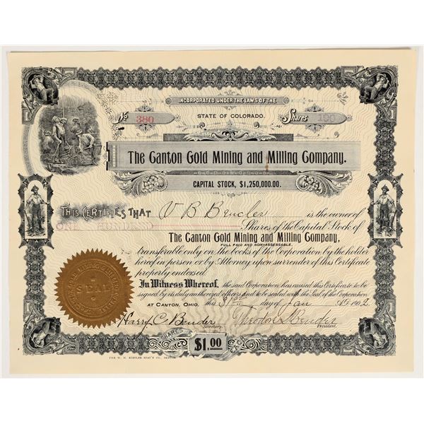 Canton Gold Mining & Milling Company Stock Certificate [200465]