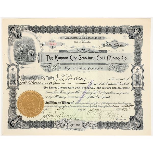 Kansas City Standard Gold Mining Co. Stock Certificate [199977]