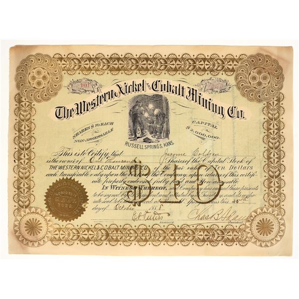 Western Nickel & Cobalt Mining Stock, Kansas, 1888 [165531]