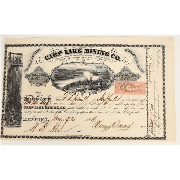 Carp Lake Mining Company Stock Certificate [200461]