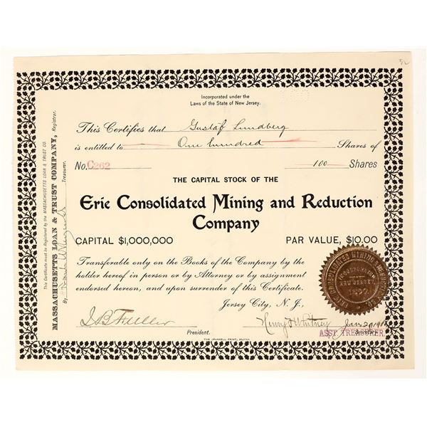 Erie Consolidated Mining & Reduction Company Stock Certificate [200312]