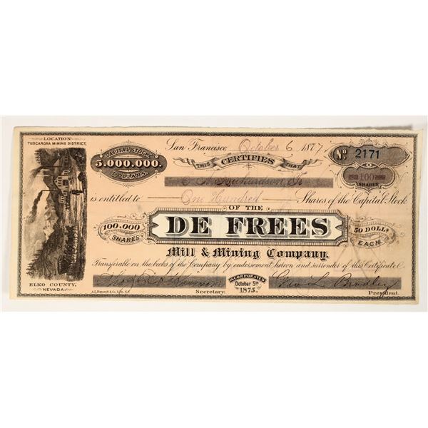 De Frees Mill & Mining Company Stock Certificate [200478]