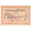 Image 1 : Homestake Mining Company Fraction Scrip Stock Certificate, #2 Issued [200322]