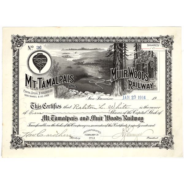 Mt. Tamalpais & Muir Woods Railway Stock Certificate [197505]