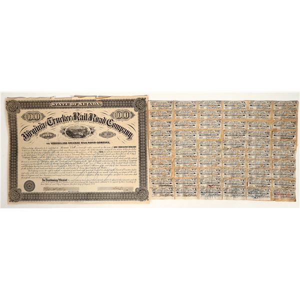 Virginia & Truckee Railroad Bond Signed by William Sharon [192925]