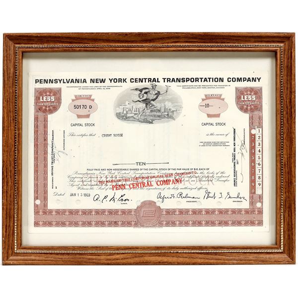 Pennsylvania New York Central Transportation Co. Stock Certificate 1969 [198636]