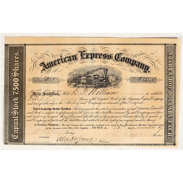 American Express Company Stock Certificate Signed by Butterfield, Fargo, Holland [199966]