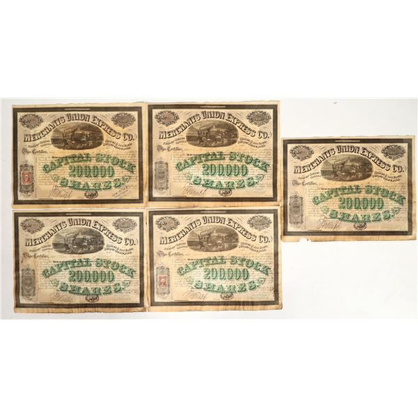 Merchants Union Express Company Stock Certificates (5) [199963]