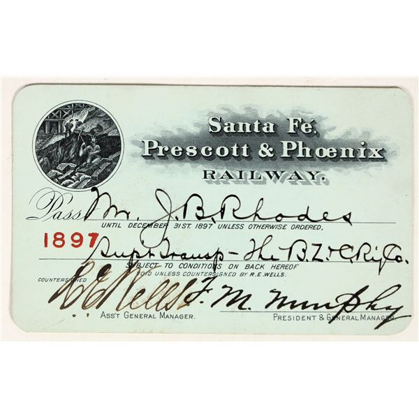 Santa Fe, Prescott & Phoenix Railway Annual Pass, 1897 [192890]