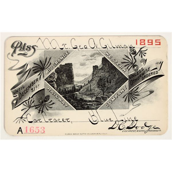 Rio Grande Western Railway Company Annual Pass, 1895 [199141]