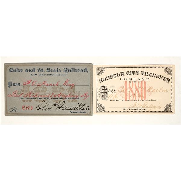 Pair of 1880's Railroad Passes [183924]