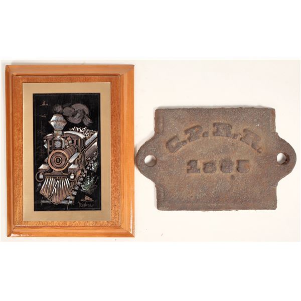 C.P.R.R. Cast Iron Plate and V&T Railroad Copper Etching [199371]