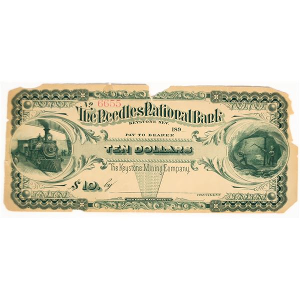 Needles National Bank $10 Remainder Note to Keystone Mining Company [200119]