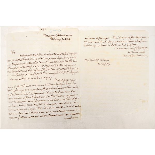 Dahlonega Mint Supt. Rossignol Fired, Replaced by President Tyler Family Member 1843 [196909]