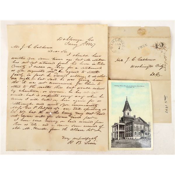 J.C. Calhoun Mine and Dahlonega Mint Letter, 1847 [196862]