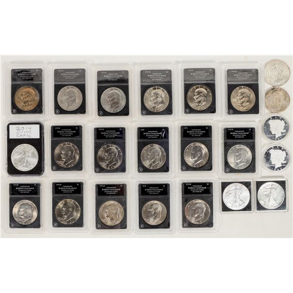 Eisenhower Dollars (16)/Silver Eagles (4)/Silver Rounds (3) [198768]