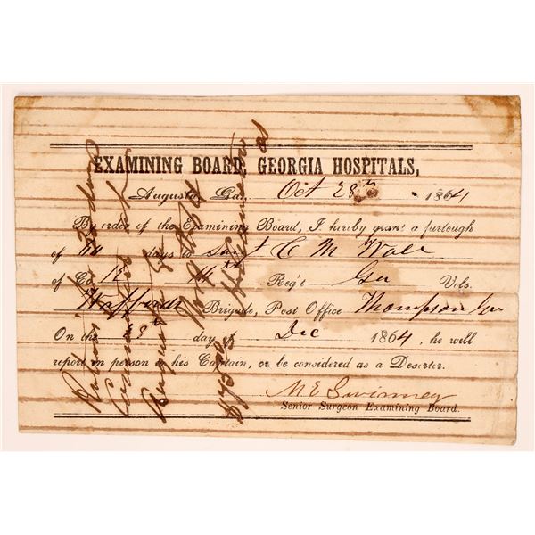 Civil War Confederate Furlough Document 1864 [182306]