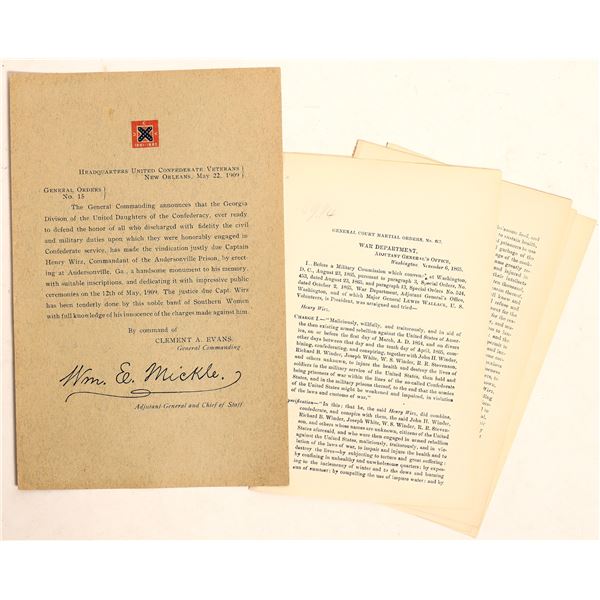 Andersonville- Presidential Order for the Execution of Henry Wirz and Conf. Veterans Doc. [182442]