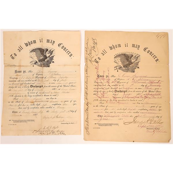 Andersonville- Private Oliver Seymour Tintype, Reenlistment, Discharge Papers 1863-1866 [182432]