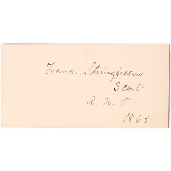 Civil War- Benjamin Franklin Stringfellow Signed Card [186175]