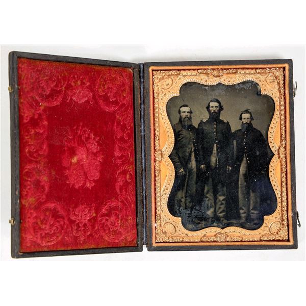 Tintype Photo of Three Union Army Soldiers Quarter Plate Size Civil War [197004]