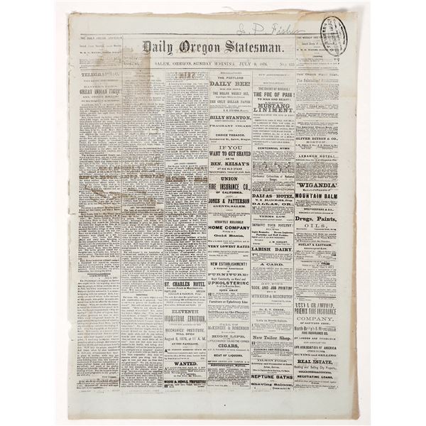 Daily Oregon Statesman, Custer Killed!, 1876 [193679]