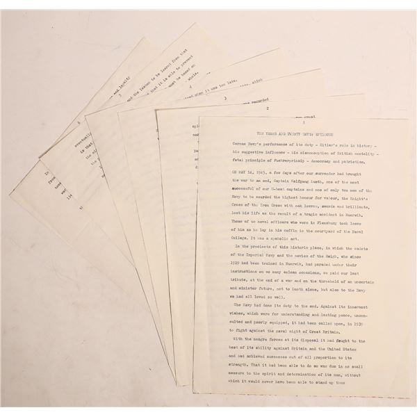 Funeral Speech by Admiral Karl Donitz for Captain Wolfgang Lueth 1945 [183330]