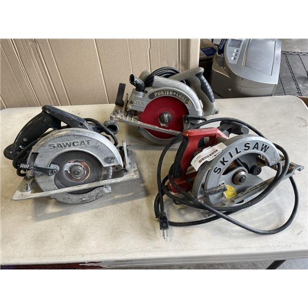 THREE CIRCULAR SAWS SKILL SAW, SAWCAT AND PORTER CABLE