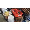 Image 2 : LOT OF PLANTER POTS, RAILING BASKETS, GARDEN TOOL ETC