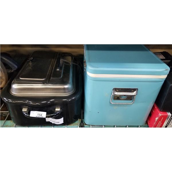 METAL COLEMAN COOLER AND HAMILTON BEACH 18QT ROASTER