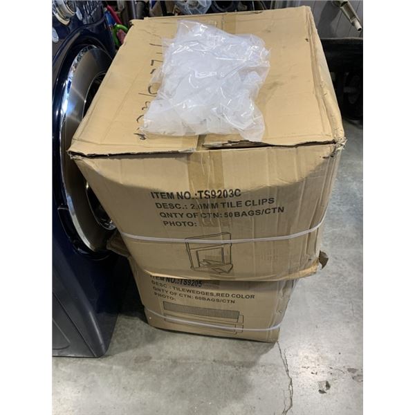2 CASES OF TILE CLIPS AND WEDGES