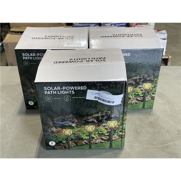 3 BOXES OF SOLAR POWERED PATH LIGHTS, 6 LIGHTS PER BOX