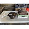Image 1 : MOSQUITO NET, CAST IRON POT WITH LID AND SHELF BRACKETS