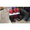 Image 1 : COLEMAN COOLER, TWO PAIRS OF SIZE 11 GUM BOOTS AND 3 SMALL GAS CANS
