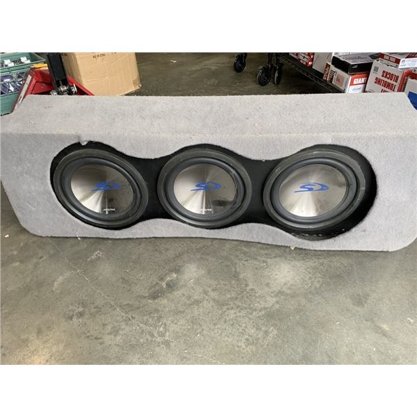 3 12" ALPINE TYPE S SUBWOOFERS IN ENCLOSURE