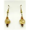 Image 2 : GOLD PLATED STERLING SILVER FIRE OPAL DANGLING EARRING, RETAIL $400.00. OPAL IS THE BIRTHSTONE FOR O