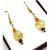 Image 3 : GOLD PLATED STERLING SILVER FIRE OPAL DANGLING EARRING, RETAIL $400.00. OPAL IS THE BIRTHSTONE FOR O
